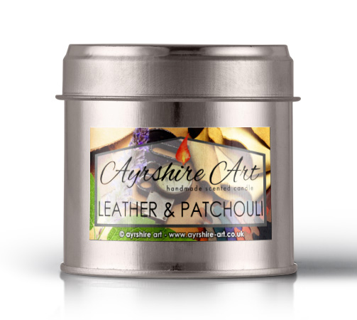 Candle Tin - Leather & Patchouli - Click Image to Close